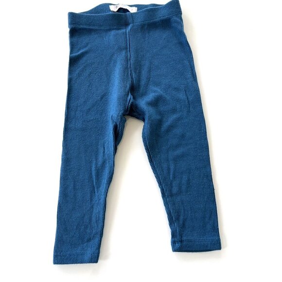 Coco Blanc Turquoise Blue Ribbed Leggings - Picture 1 of 7